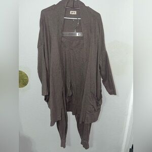 PACT 100% Organic Cotton Women's Airplane Wrap Cardigan and Lounge Pant Set